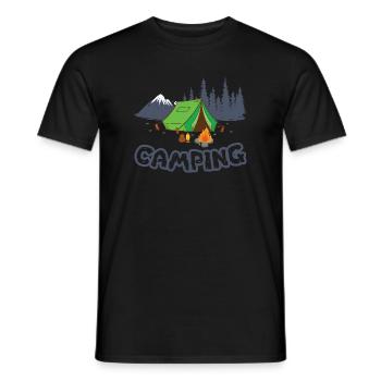 Camping - Men's T-Shirt - black - Front - AI Model Male 178 light (178cm)