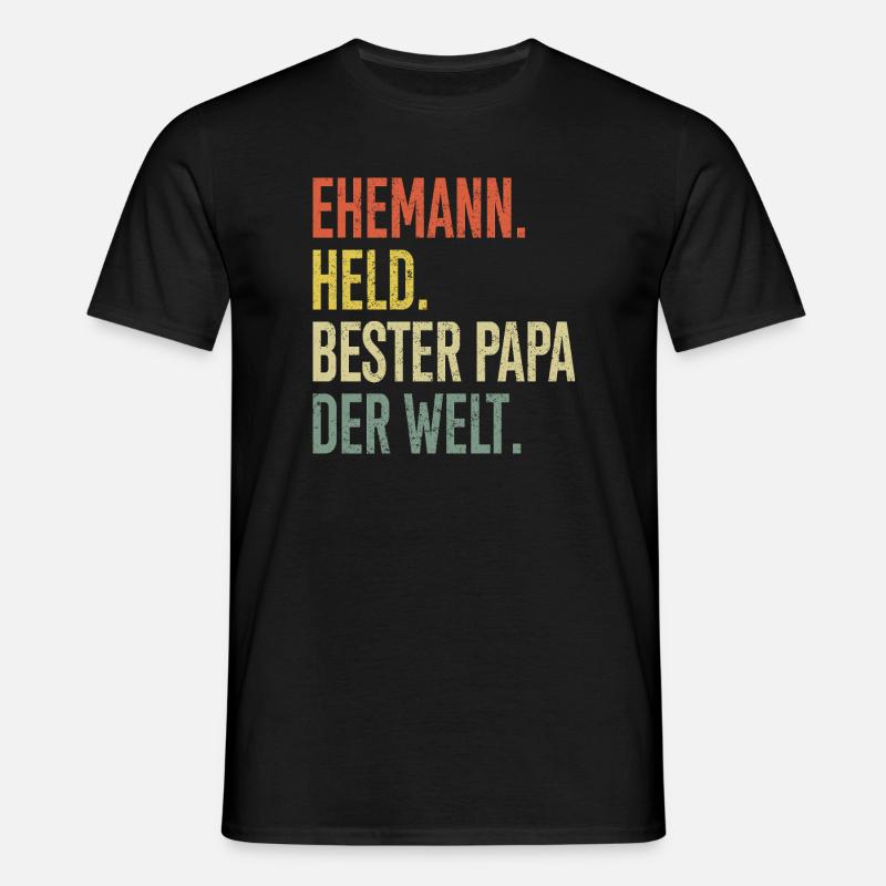 Held Papa Bester Ehemann - Männer T-Shirt - Schwarz