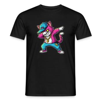 Dab Cat Streetstyle Humor Statement - Men's T-Shirt - black - Front - AI Model Male 178 light (178cm)