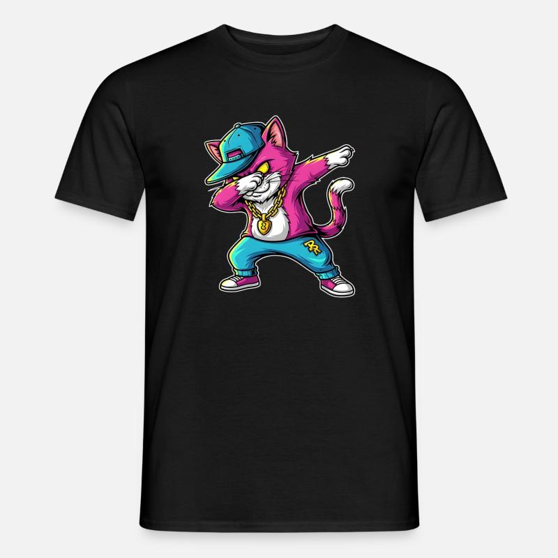Dab Katze Streetstyle Humor Statement - Männer T-Shirt - Schwarz
