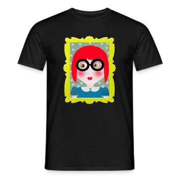 Retro-Porträtmädchen mit Brille - Männer T-Shirt - Schwarz - Vorne - AI Model Male 178 light (178cm)