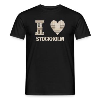 I Love Stockholm – Nordic Architectural Design - Men's T-Shirt - black - Front - AI Model Male 178 light (178cm)