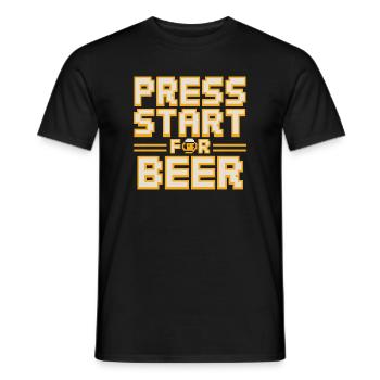  Press Start For Beer Retro Gamer Spruch Für - Männer T-Shirt - Schwarz - Vorne - AI Model Male 178 light (178cm)