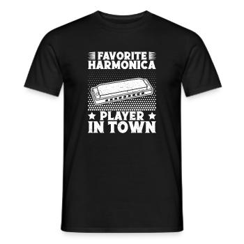 Musicien d’harmonica Musican préféré en ville - T-shirt homme - noir - Devant - AI Model Male 178 light (178cm)