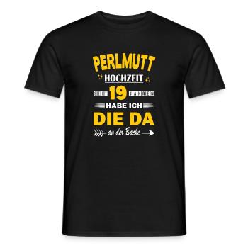 Mari : Mariage de la Mère de Perle pour le 19e anniversaire de mariage - T-shirt homme - noir - Devant - AI Model Male 178 light (178cm)