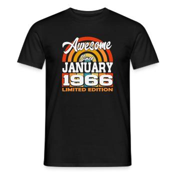 Janvier-1966-Vintage-Né-Anniversaire-Rétro -- - T-shirt homme - noir - Devant - AI Model Male 178 light (178cm)