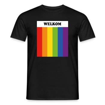 LGBT begrüßt Welkom Queer Safe Space – auf Niederländisch - Männer T-Shirt - Schwarz - Vorne - AI Model Male 178 light (178cm)
