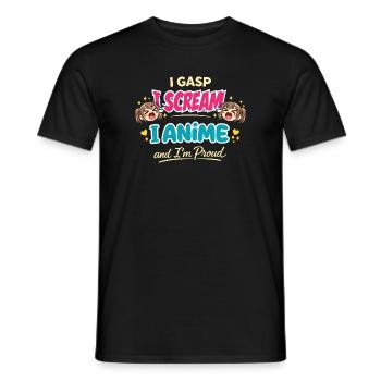 Anime Fangirl Screams Anime Reaction - Men's T-Shirt - black - Front - AI Model Male 178 light (178cm)