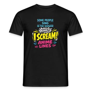 Anime Fangirl Screams Anime Reaction - Men's T-Shirt - black - Front - AI Model Male 178 light (178cm)