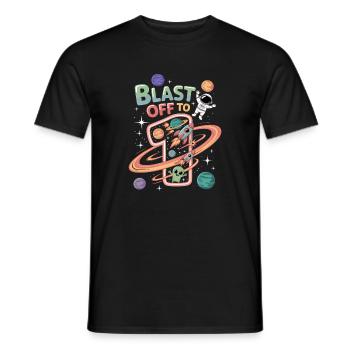 Départ dans l’espace, fête d’anniversaire des enfants - T-shirt homme - noir - Devant - AI Model Male 178 light (178cm)