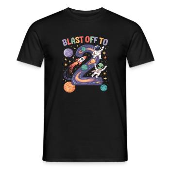 Départ dans l’espace, fête d’anniversaire des enfants pour 2e anniversaire - T-shirt homme - noir - Devant - AI Model Male 178 light (178cm)