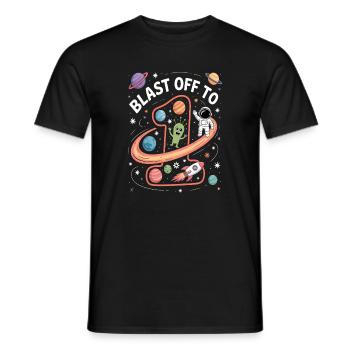 Départ dans l’espace, fête d’anniversaire des enfants - T-shirt homme - noir - Devant - AI Model Male 178 light (178cm)