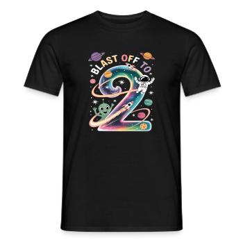 Départ dans l’espace, fête d’anniversaire des enfants pour 2e anniversaire - T-shirt homme - noir - Devant - AI Model Male 178 light (178cm)