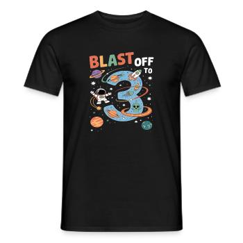 Departure into space 3rd birthday children's birthday party - Men's T-Shirt - black - Front - AI Model Male 178 light (178cm)
