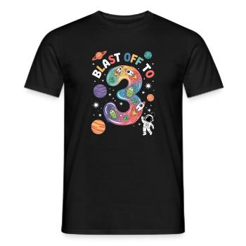 Departure into space 3rd birthday children's birthday party - Men's T-Shirt - black - Front - AI Model Male 178 light (178cm)