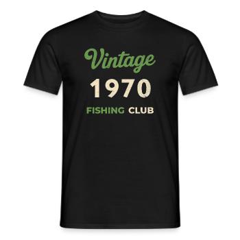 Millésime 1970 – Année de naissance rétro du club de pêche - T-shirt homme - noir - Devant - AI Model Male 178 light (178cm)