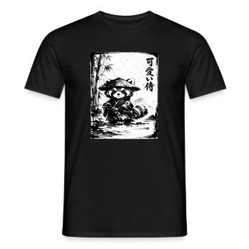 Samurai Red Panda Sumi-e Ink Drawing - Men's T-Shirt - black - Front - AI Model Male 178 light (178cm)
