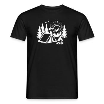 Camp nature sous tente - T-shirt homme - noir - Devant - AI Model Male 178 light (178cm)