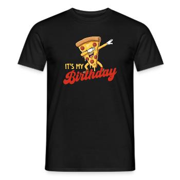It’s My Birthday Dabbing Pizza Funny Party - Men's T-Shirt - black - Front - AI Model Male 178 light (178cm)