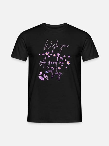 Wish You A Good Day Floral - Mænd T-shirt - sort