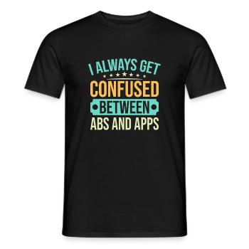 Fitness Fanatics Confused Between ABS & Apps - Männer T-Shirt - Schwarz - Vorne - AI Model Male 178 light (178cm)