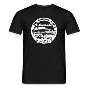 50. Geburtstag - Klassiker Musclecar 01/1976 - Männer T-Shirt - Schwarz - Vorne - AI Model Male 178 light (178cm)