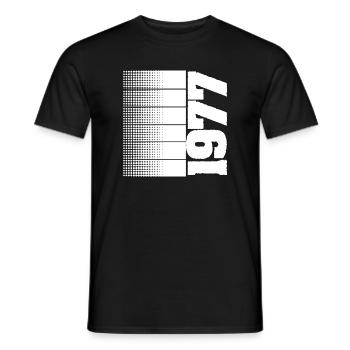 1977 - Männer T-Shirt - Schwarz - Vorne - AI Model Male 178 light (178cm)