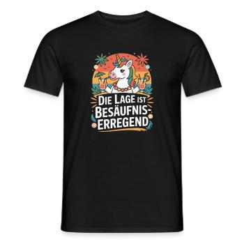 The location is drunken booze party beer - Men's T-Shirt - black - Front - AI Model Male 178 light (178cm)
