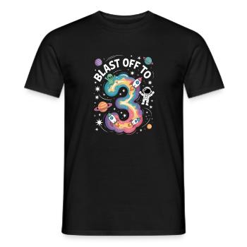Departure into space 3rd birthday children's birthday party - Men's T-Shirt - black - Front - AI Model Male 178 light (178cm)