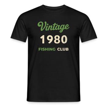 Vintage 1980 – Fishing Club Retro Birth Year - Men's T-Shirt - black - Front - AI Model Male 178 light (178cm)