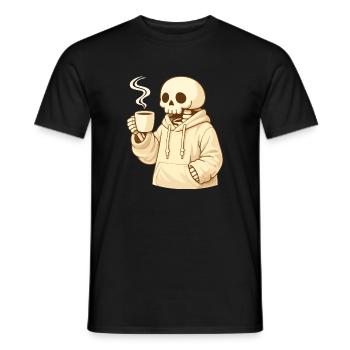 Cozy Skeleton in Hoodie – Warm Break - Men's T-Shirt - black - Front - AI Model Male 178 light (178cm)