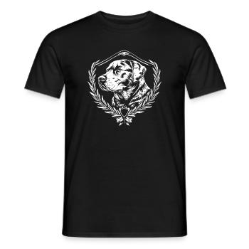 Dog in the coat of arms - Men's T-Shirt - black - Front - AI Model Male 178 light (178cm)