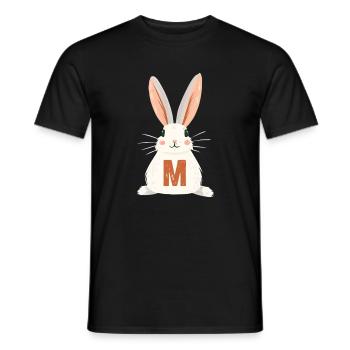 M - Lettre - Lapin - Personnalisable - T-shirt homme - noir - Devant - AI Model Male 178 light (178cm)
