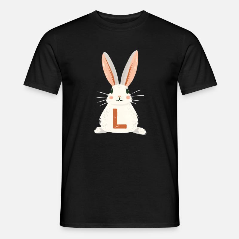 L-Buchstabe - Hase - Personalisierbar - Männer T-Shirt - Schwarz