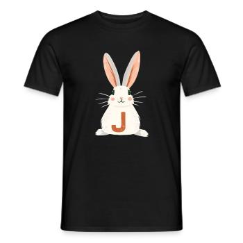 J - Lettre - Lapin - Personnalisable - T-shirt homme - noir - Devant - AI Model Male 178 light (178cm)