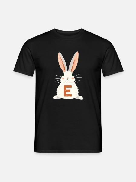 E Letter - Bunny - Personalizable - Men's T-Shirt - black