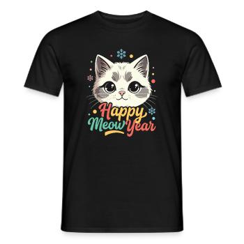 Chat mignon Nouvel An Arc en ciel - T-shirt homme - noir - Devant - AI Model Male 178 light (178cm)