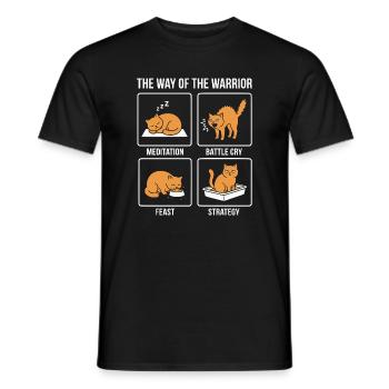 Chat drôle La Voie du Guerrier Samouraï Orange - T-shirt homme - noir - Devant - AI Model Male 178 light (178cm)