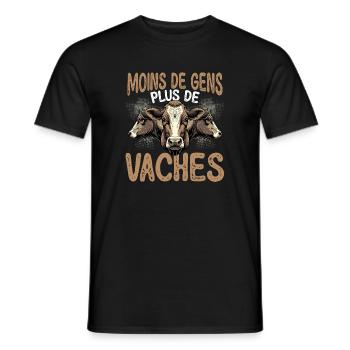  Moins De Gens Plus De Vaches Lustiger - Männer T-Shirt - Schwarz - Vorne - AI Model Male 178 light (178cm)