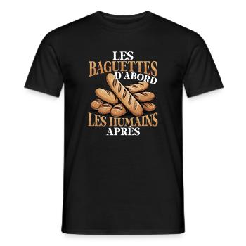 Les Baguettes D’First D’Funny French - T-shirt homme - noir - Devant - AI Model Male 178 light (178cm)