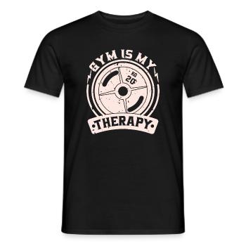Das Fitnessstudio ist meine Therapie – Gewichtsplatte - Männer T-Shirt - Schwarz - Vorne - AI Model Male 178 light (178cm)