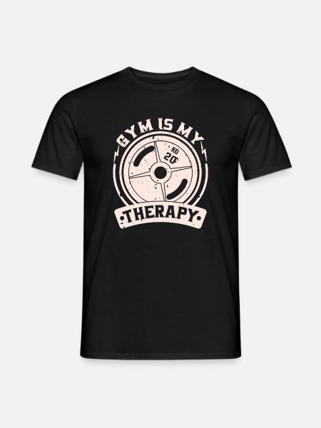Gym is my therapy – weight plate - Men's T-Shirt - black