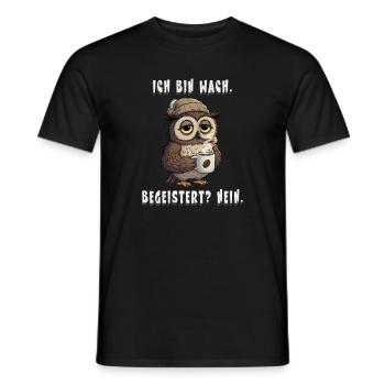 Je suis réveillé mais pas ravi, Hibou - T-shirt homme - noir - Devant - AI Model Male 178 light (178cm)