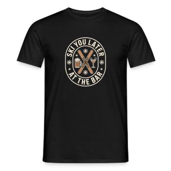Skier plus tard au bar après ski bar - T-shirt homme - noir - Devant - AI Model Male 178 light (178cm)