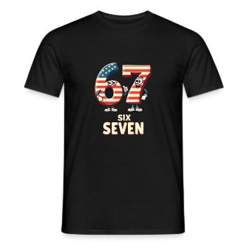 US Flag 67 Memes Six Seven - Men's T-Shirt - black - Front - AI Model Male 178 light (178cm)