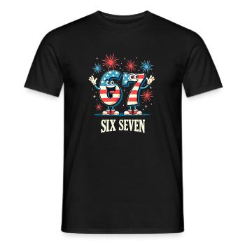 US Flag 67 Memes Six Seven - Men's T-Shirt - black - Front - AI Model Male 178 light (178cm)