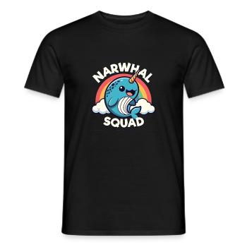 Narwhal Squad Cute Cartoon Rainbow Marine Animal - Men's T-Shirt - black - Front - AI Model Male 178 light (178cm)
