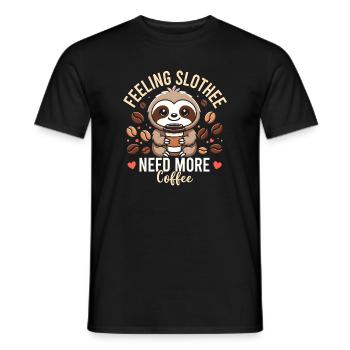 Feeling Slothee Need More Coffee Sloth  - Men's T-Shirt - black - Front - AI Model Male 178 light (178cm)