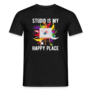 Artiste drôle Artist Painter Studio Mon Happy Place Draw - T-shirt homme - noir - Devant - AI Model Male 178 light (178cm)