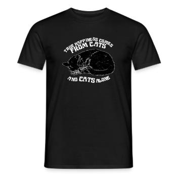 TRUE HAPPINESS COMES FROM CATS - Men's T-Shirt - black - Front - AI Model Male 178 light (178cm)
